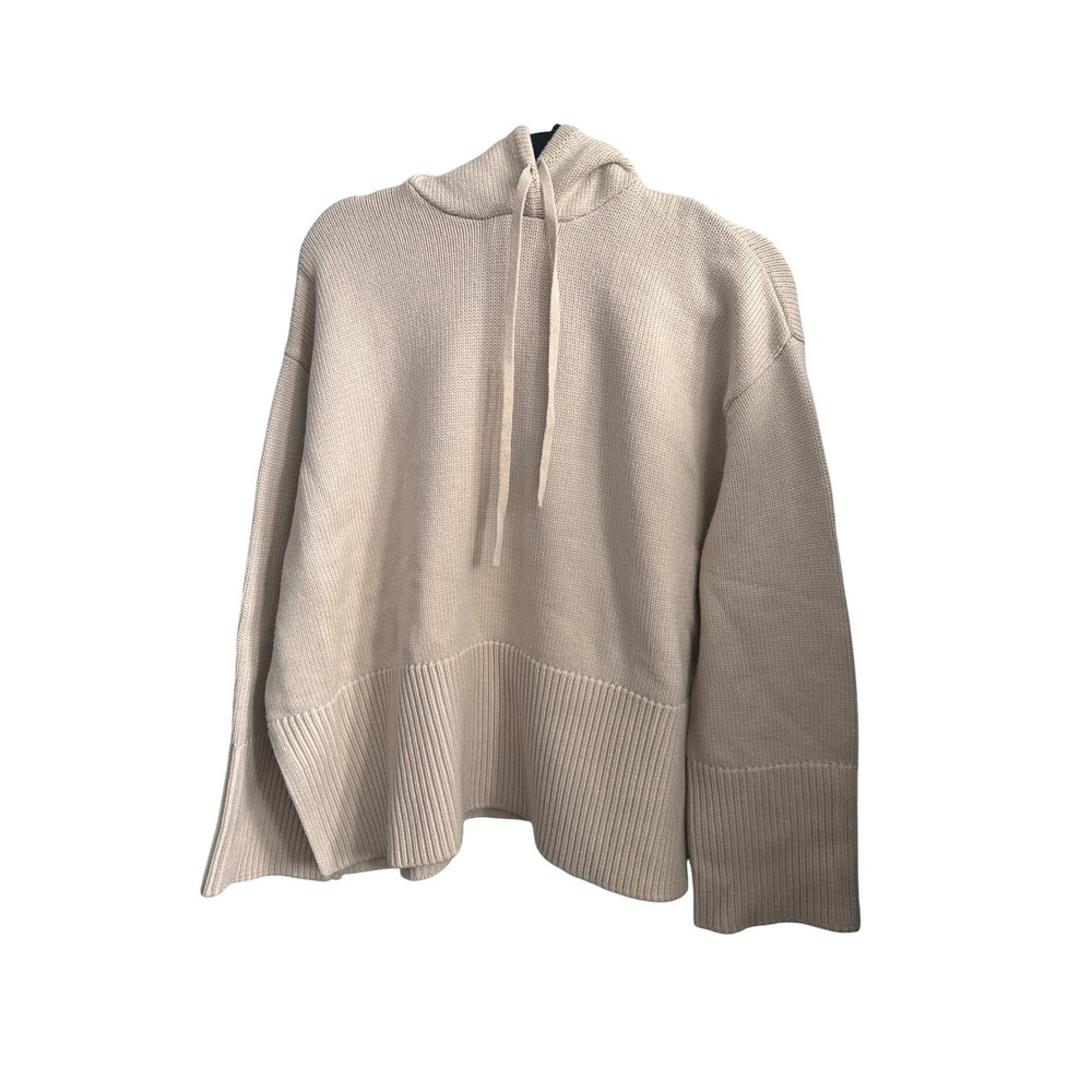 Toteme Signature Hooded Knit Beige Oversized Relaxed Fit Sweater XXS